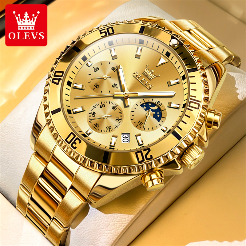 Luxury Watch Investment - OLEVS jam tangan kuarsa emas pria,