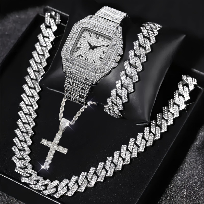 4PCS Set Perhiasan Jam Tangan  - Luxury Watch Iceberg ulasan dan harga
