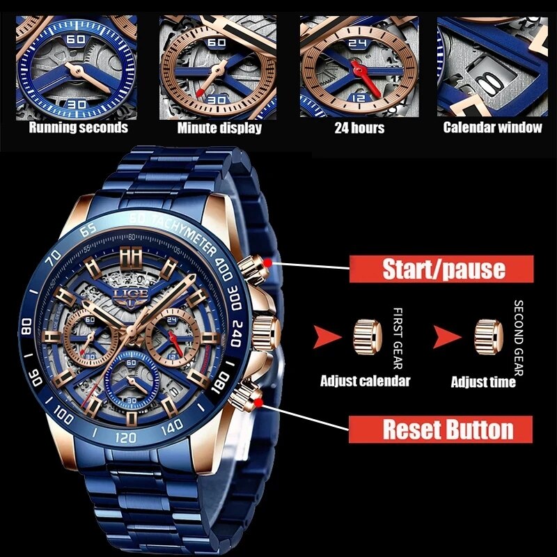 LIGE jam tangan pria, merek To - Luxury Watch Maker ulasan dan harga