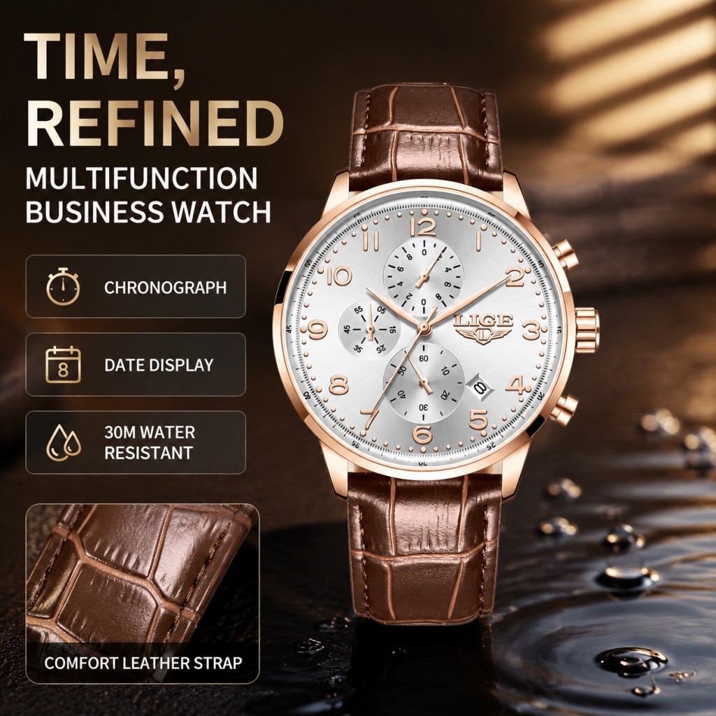 LIGE Jam Tangan Pria Baru, Jam - Luxury Watch Top 10 ulasan dan harga